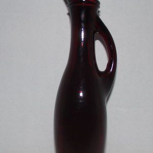 Vtg. Ruby Red Glass Cruet/Small Pitcher